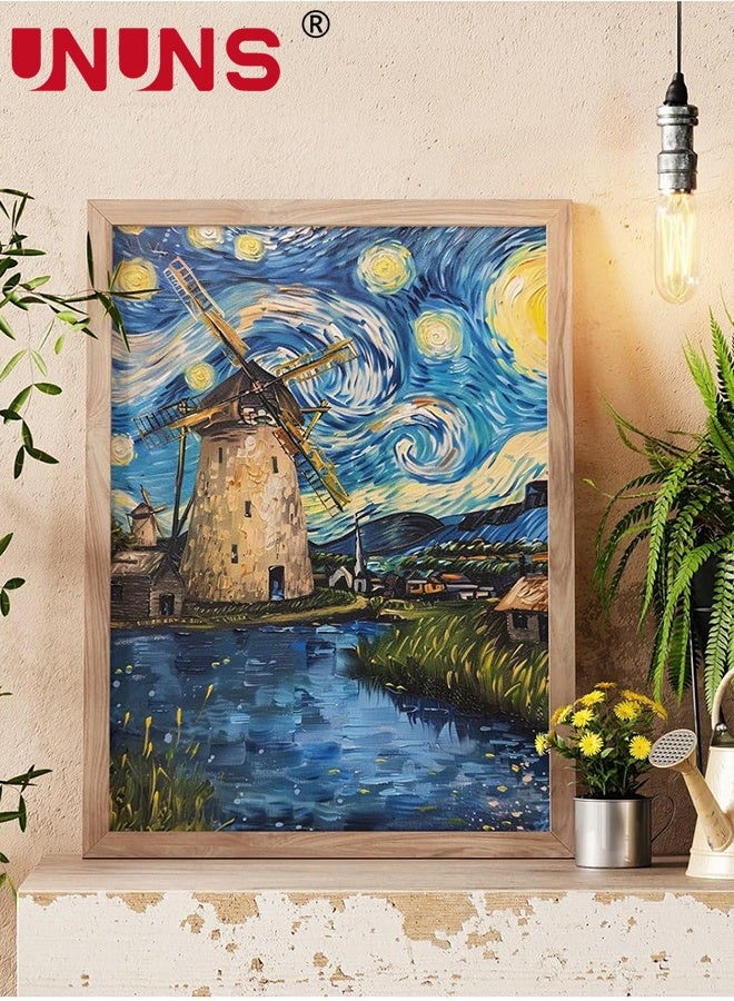 UNUNS Starry Night Diamond Art Kits for Adults,Diamond Painting Kit,Colorful 5D Art with Full Round Diamonds,DIY Craft for Wall Decor,40x50CM,Without Fame - Image 5